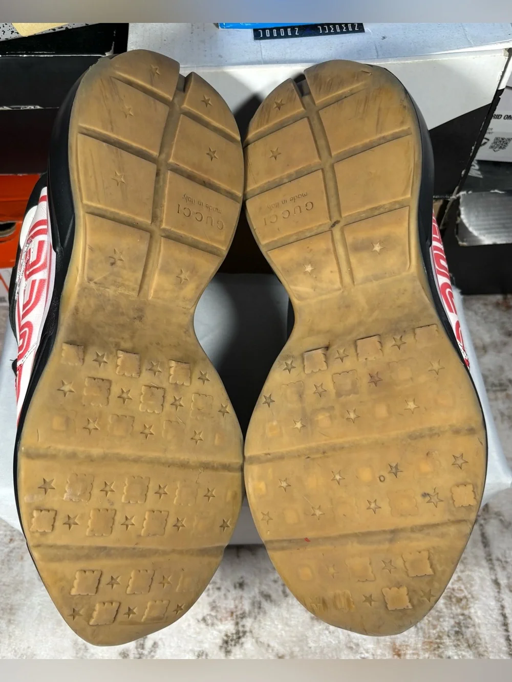 Size 10 GG - Gucci Rhyton Sega Black sneakers white red logo Ace